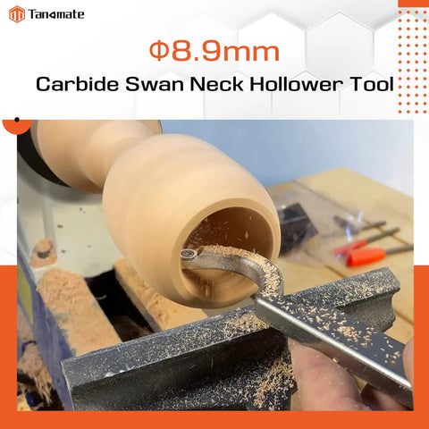 Pro Grade Swan Neck Hollowing Tool For Wood Lathe With Carbide Tipped Bit Preinstalled Ci5 Insert in use on wood lathe