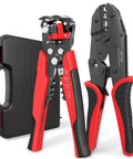 3 In 1 Self-Adjusting Wire Stripper And Crimping Tool Kit For 10-24 AWG With Heat Shrink Connectors, Ratcheting Crimper, Carrying Case