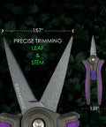 Nonstick Resin-Resist Micro-Tip Garden Snips 6 Inch Fluorine-Coated Scissors Pruning Shear For Precision Bud Trimming close-up view