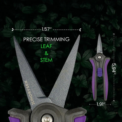 Nonstick Resin-Resist Micro-Tip Garden Snips 6 Inch Fluorine-Coated Scissors Pruning Shear For Precision Bud Trimming close-up view