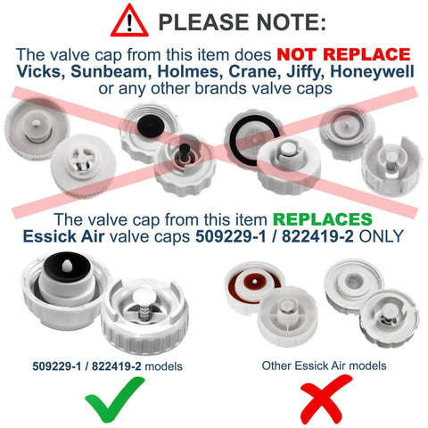 Image showing 2 Pack Humidifier Bottle Valve Cap Replacement For MoistAir EA1407 HD1407 HD1409 compatibility notice and models.