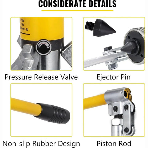 Heavy Duty 15 Ton Hydraulic Gear Puller And Wheel Bearing Separator With Adjustable 3 Jaws showing pressure release valve and rubber design.