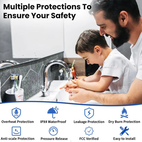 Game Changer 4 Gallon Electric Mini Tank Water Heater With Sleek Digital Display And 1500W Fast Turnaround Heating in use for safe handwashing.