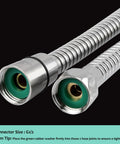 Close-up of Extra Long 10 Ft Shower Hose In 304 Stainless Steel Handheld Replacement showing hose ends and brass inserts.
