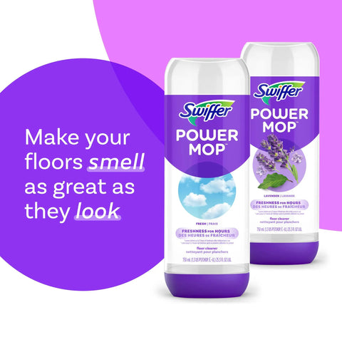 PowerMop Liquid Floor Cleaner Refills Fresh Scent 2 Count Mopping Fluid Replacement Bottles No Bucket Needed Multi Surface And Wood Cleaner For Spray Mops, two 25.3 fl oz bottles