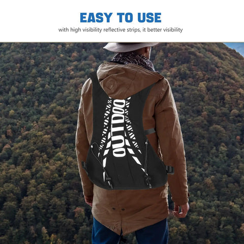 Person wearing Go To Hydration Backpack For Running Cycling And Hiking With Quick Access Water Bladder Lightweight Reflective Gear