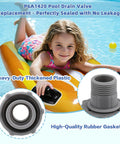 P6A1420 pool drain valve kit with heavy-duty plastic and rubber gasket