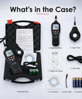 Pro Grade Digital Light Meter Lux Meter With Detachable Sensor 0 To 200000 Lux Range, case and accessories