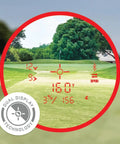 View through Golf Rangefinder With Wind Speed And Slope Compensation Link X3 Plus 600 Yard Range 7x Magnification Dual Display