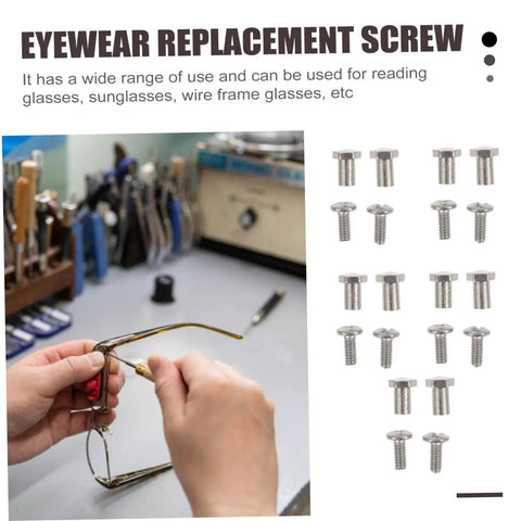 Eyewear Repair Kit With Replacement Screws For Glasses Sunglasses And Wire Frame Eyewear, Quick And Easy Fix Tools shown with hands