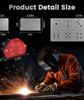50 Piece Welding Practice Kit With Steel Coupons, Magnetic Clamp, Gloves, and welder using kit with sparks flying