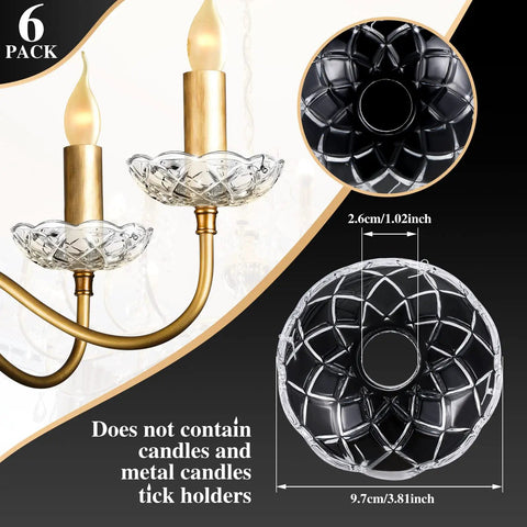 Six Pack 4 Inch Crystal Chandelier Bobeche Cups With Four Side Holes Replacement Parts For Crystal Chandeliers Home Decor Wedding Party Decor Elegant Sparkle Clear.