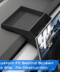 Center Console Organizer For Tesla Cybertruck Behind Screen Storage Tray with screen view and no slip mats in black