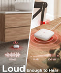 Smart WiFi Water Leak Alarm System With Three Detectors And Base Station Real Time Heads Up Phone Alerts 1700 Ft Transmission Range For Kitchen Basement Bathroom Works With 2.4 GHz WiFi Easy Setup No Drama Peace Of Mind loud alert in kitchen
