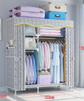 Rock Solid Portable Clothes Wardrobe And Roomy Storage Closet Organizer With Foldable Fabric Cover Heavy Duty Steel Frame No Sweat Setup, 170cm height