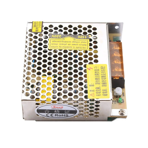 Rugged S2524 Switching Power Supply Converts 85 To 264 Volt AC Straight Into Smooth 24V DC At 1.1A with metal casing and cooling holes.