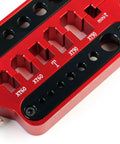Slick Aluminum Soldering Insulation Station Jig For RC Battery Connectors XT60 XT90 And Banana Plugs, red aluminum multi-port design.