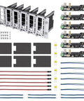 Two U Rack Mount Cluster Kit For Raspberry Pi 4 And 5 Featuring Built In Gigabit Switch parts including adapters, cables, and mounts.
