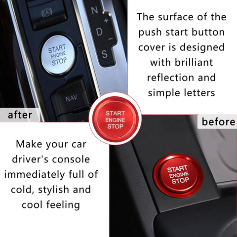 Audi Push Start Button Cover For A4 A5 A6 A7 Q5 S4 S5 S6 S8 2009 To 2021 Aluminum Engine Start Stop Button Cover With Metal Ring In Red