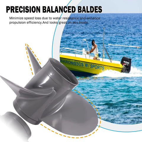 Aluminum Outboard Boat Propeller For 35 To 60 HP Motors Three Blade Right Hand Rotation Gearcase Thirteen Spline