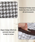 Close-up of zipper and waterproof fabric for 2 Pack Portable Boot Storage Organizer Bags For Tall Boots, Dustproof Waterproof Travel Shoe Bags.
