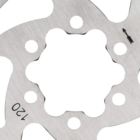 Close-up view of Rugged 120mm Stainless Steel Brake Disc Rotor Pad For Electric Scooters And Skateboards Replacement Parts