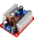 Heavy Duty DC Step Up Boost Converter Pair with twin aluminum heatsinks and voltage tuning for stable LED current.