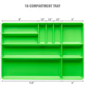 Durable 10 Compartment Tool Box Organizer Tray for parts bolts and small tools with stackable drawer design, top view.