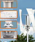 3 Blade Portable Vertical Helix Wind Turbine Generator Kit For Hybrid Wind Systems 8000W 12V showing details and materials