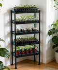 Five Tier Hydroponics Grow System With Plant Stand Ebb And Flow Seedbeds Siphoning Watering for indoor use, PVC shelves holding plants