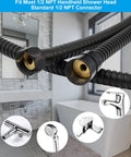 All Metal Shower Hose 90 Inch Stainless Steel Extra Long Replacement No Twist Flexible Bathroom Handheld Shower Hose Extension With Brass Insert And Nut Oil Rubbed Bronze Finish displayed in bathroom.