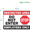 Restricted Area Signs Stickers 10x7 Inches 2 Pack Keep Out Do Not Enter Authorized Personnel Only Employees Only Ultra Durable Workplace Safety Labels Indoors, 10x7 in vinyl