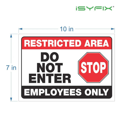 Restricted Area Signs Stickers 10x7 Inches 2 Pack Keep Out Do Not Enter Authorized Personnel Only Employees Only Ultra Durable Workplace Safety Labels Indoors, 10x7 in vinyl