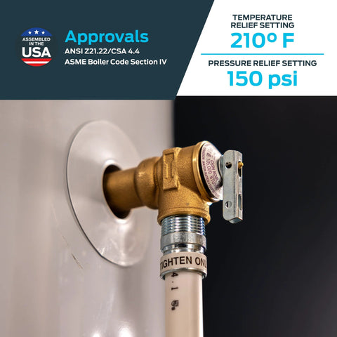 3/4 inch water heater relief valve with brass fittings