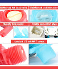 Solid Washer Cold And Hot Water Inlet Valve Set No Sweat Drop In Fit For Whirlpool Appliances Replaces W11688994 W11688995 detailed view of ABS plastic valves