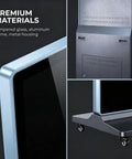Close-up of Top Shelf 65 Inch 4K UHD IPS Digital Signage Kiosk showing premium materials and sturdy aluminum frame.