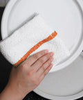 Using 60 Pack 16 By 19 Inch Terry Bar Mop Rags For Cleaning Absorbent And Durable Cotton Cloths Multipurpose Shop Towels on dishes