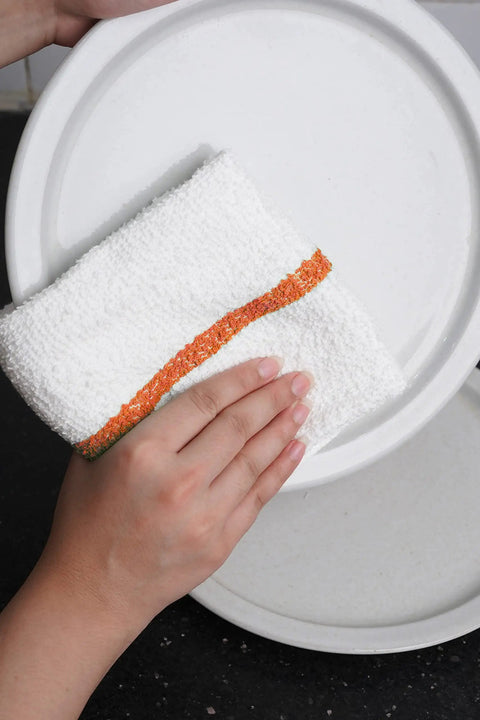 Using 60 Pack 16 By 19 Inch Terry Bar Mop Rags For Cleaning Absorbent And Durable Cotton Cloths Multipurpose Shop Towels on dishes