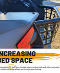 Heavy Duty Steel Cargo Barricade Tailgate Compatible With 2020 To 2025 Kawasaki Teryx KRX 1000 And 2023 To 2025 KRX4 1000 UTV rear view with cargo space.