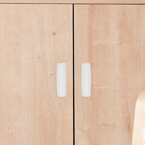 Top Grade No Hassle Self Adhesive Cabinet Handles Pair White Pp Drawer Knobs on wooden cabinet doors.