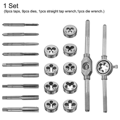 Metric Tap And Die Set M3 To M12 With Taps Dies Wrench And Storage Case For Quick Rethreading And Thread Repair Carbon Steel