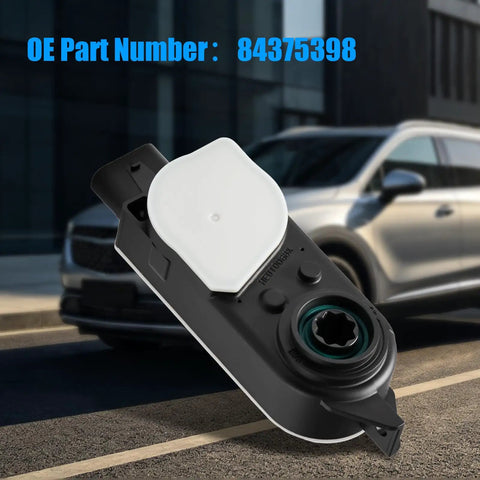 Top Shelf Front Grille Active Aero Shutter Motor Oem 84375398 with black casing and white top for Chevy Cadillac Gmc Buick vehicles.