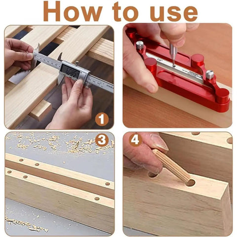 How to use Top Tier Stainless Steel Center Gauge for Woodworking with interchangeable rods, showcasing accurate layout steps.