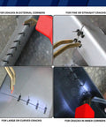 Plastic Weld Kit for DIY Car Bumper and Plastic Part Repairs with hot staples fixing various crack types with red welding gun.