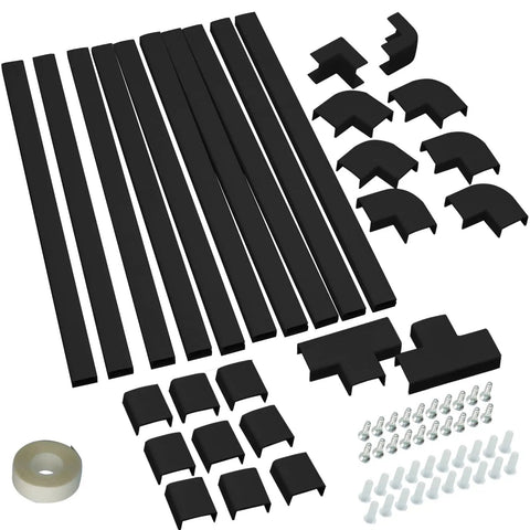 Cord Cover Raceway Kit 15.7 Inch Cable Concealer And Wire Hider For TV Wall Mounts, Home Theater And Office Cable Management, 10 Pack, Black Easy Peel And Stick Installation components displayed