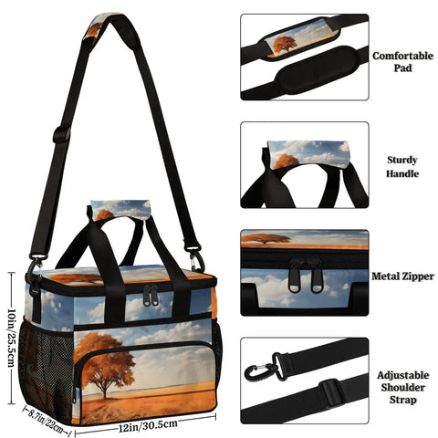 Insulated Picnic Backpack Lunch Box For Women And Men Spacious Tote Style Picnic Bag with straps and zipper detail