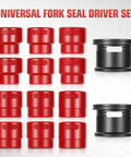 Universal 14 Piece Motorcycle Fork Seal Driver Set With Six Adapters Fits 35 To 50mm Works On Conventional And Upside Down Forks