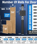 Diagram showing specifications for 14 Inch Pocket Door Sliding Hardware Kit Two Pack for Cabinets and Recessed Doors With Retractable Rebounder.