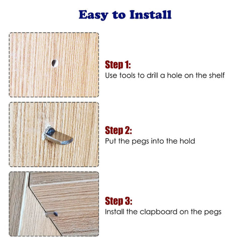 Installation steps for Nickel Plated Shelf Pins Set Of 50 5mm Diameter Fits 1/5 Inch Holes Ideal For Cabinets Shelves Bookcases And Closets