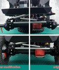 Steel Hex Wheel Spacers Plus Twenty Mm Extended For Axial Scx6 One Sixth Scale Rc Crawler Truck after installation view with modified axle and track width.